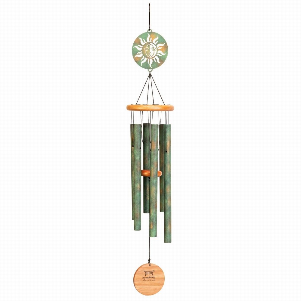 Aztec Sun Wind Chime 81cm (32in) - Verdigris Finish