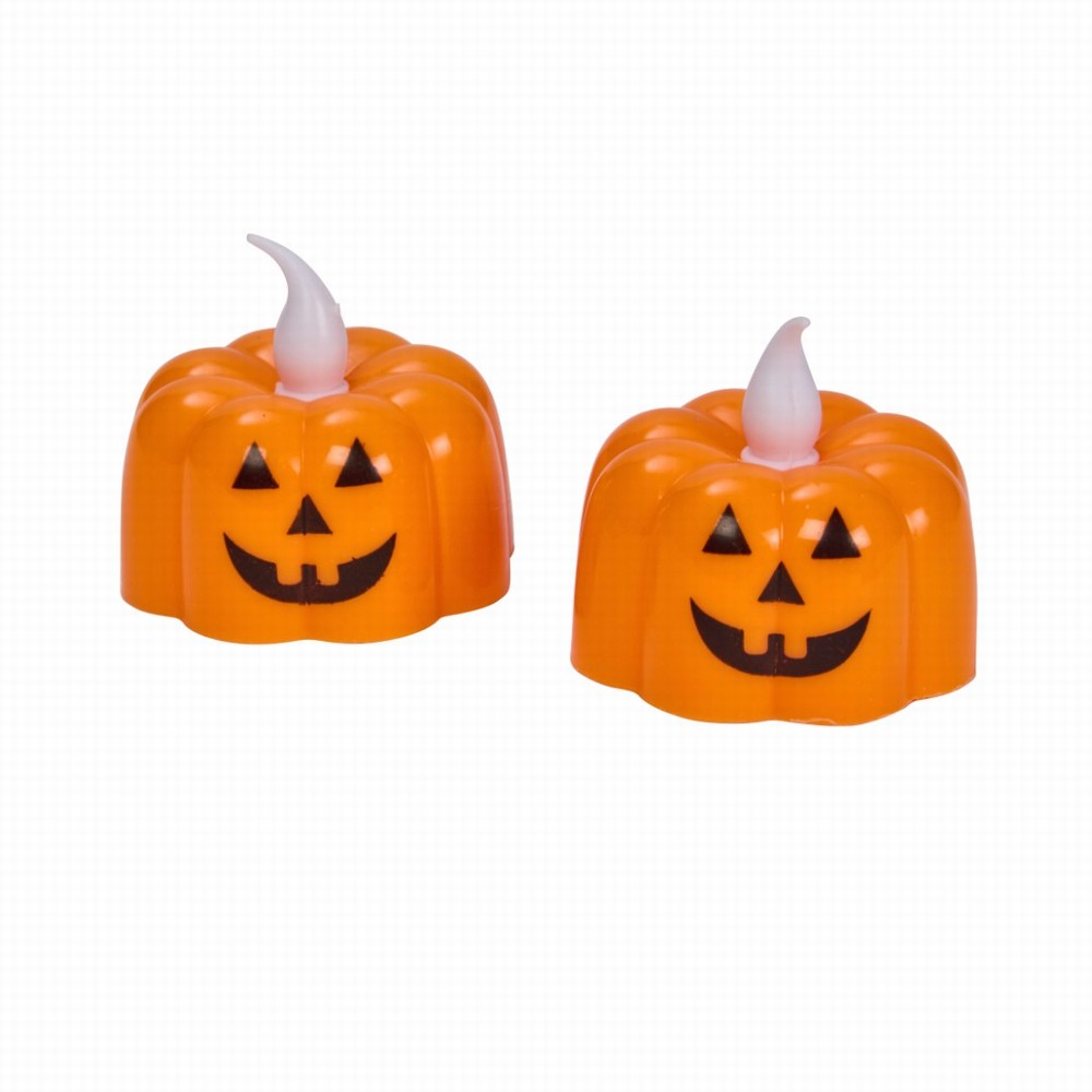 Halloween Jack-O'-Lantern LED Candles Pack of 2 4.5cm Warm White