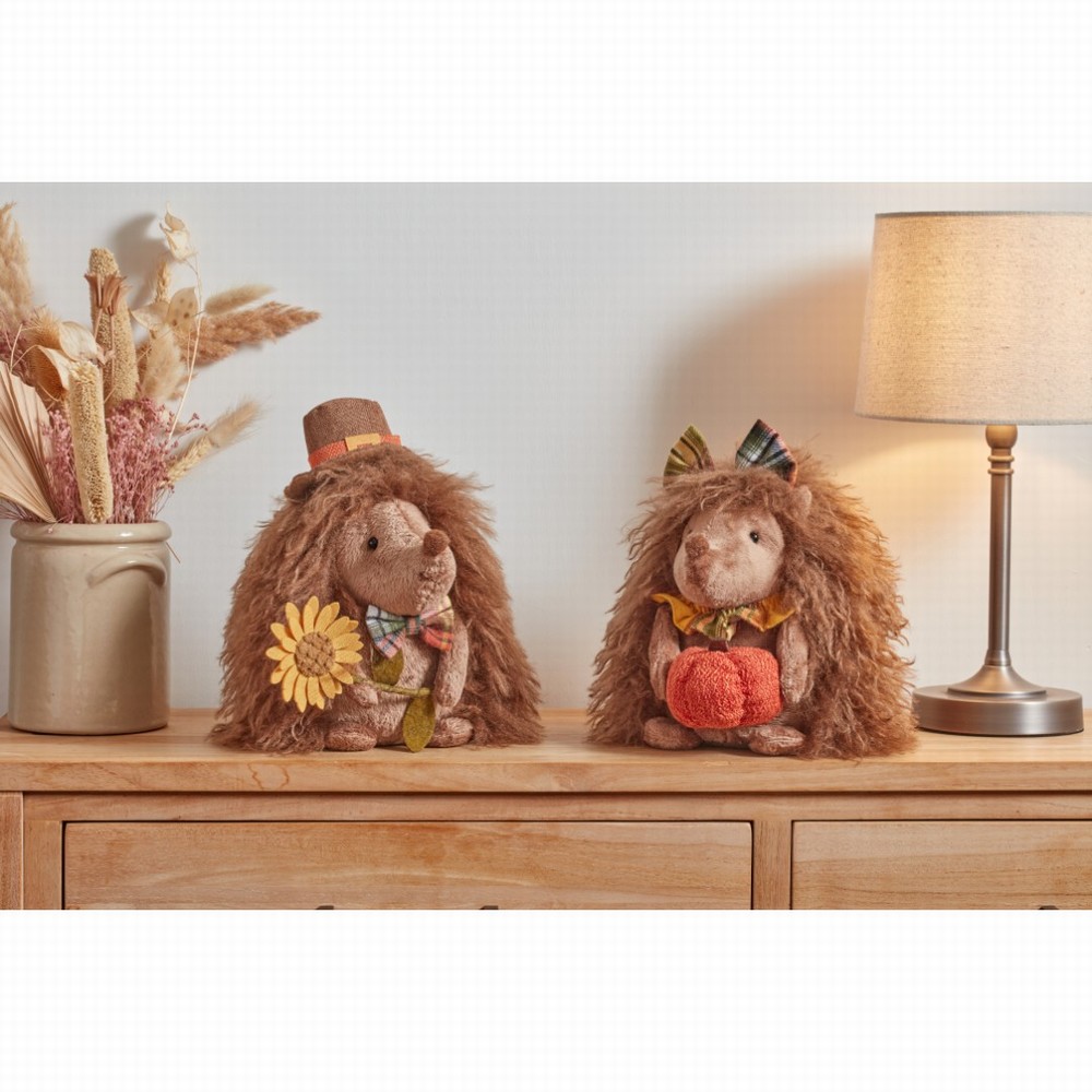 Autumn Decor Seated Hedgehog Plush Decoration 23cm