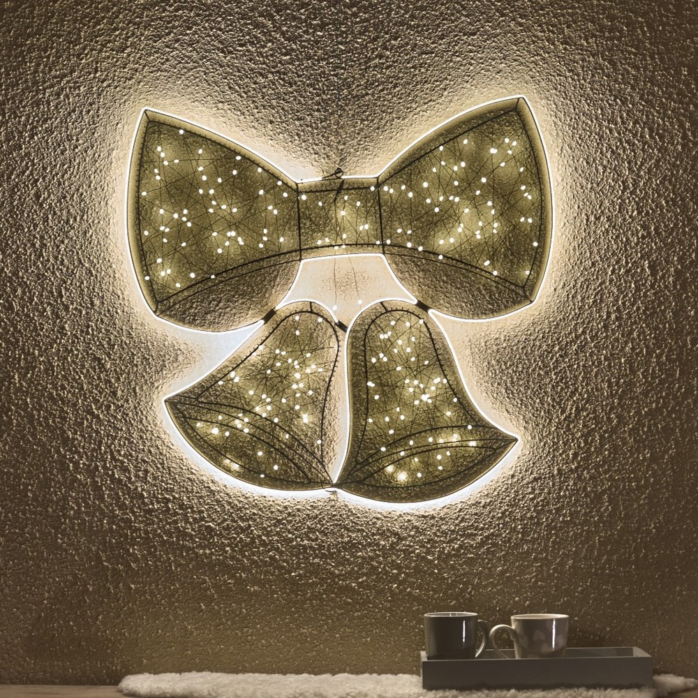 Three Kings Halo LED Bow & Bells Decoration 64cm Warm White