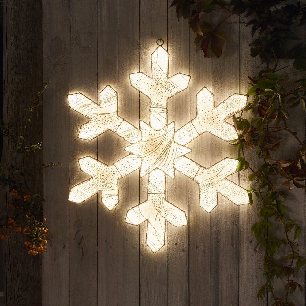 Three Kings Aura LED Snowflake Decoration 58cm Warm White