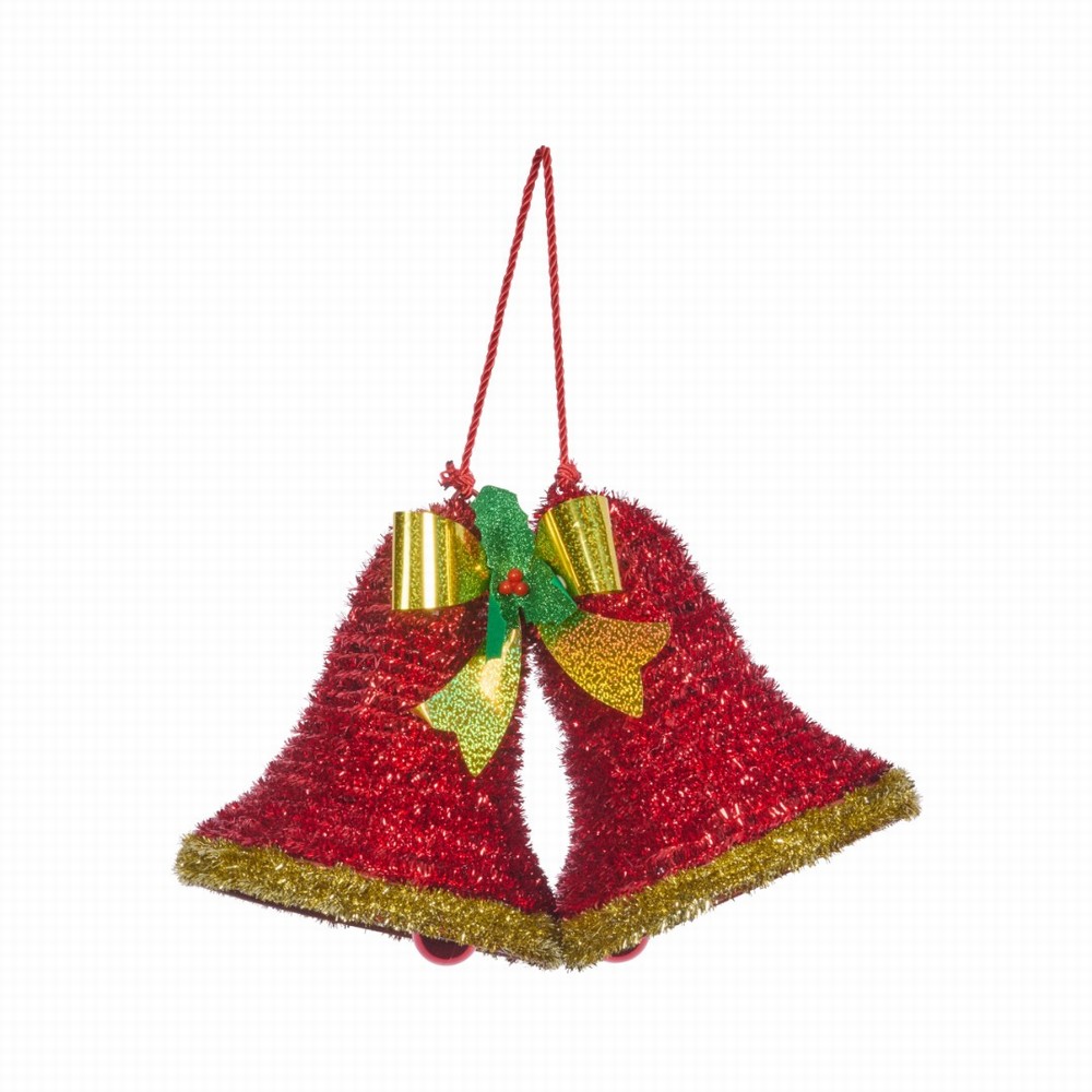 Three Kings Tinsel Bells 27x40cm Red