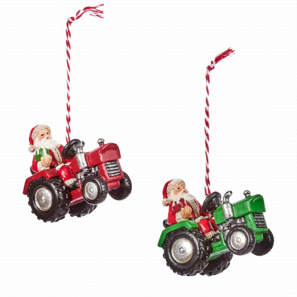 Three Kings Santa Tractor Christmas Tree Decoration 6.5cm