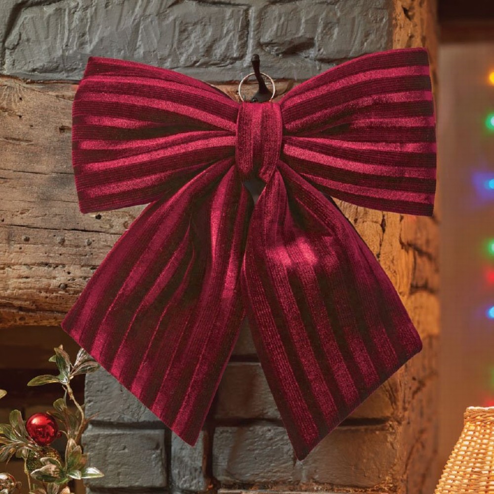 Three Kings 44cm Luxury Velvet Bow - Burgundy