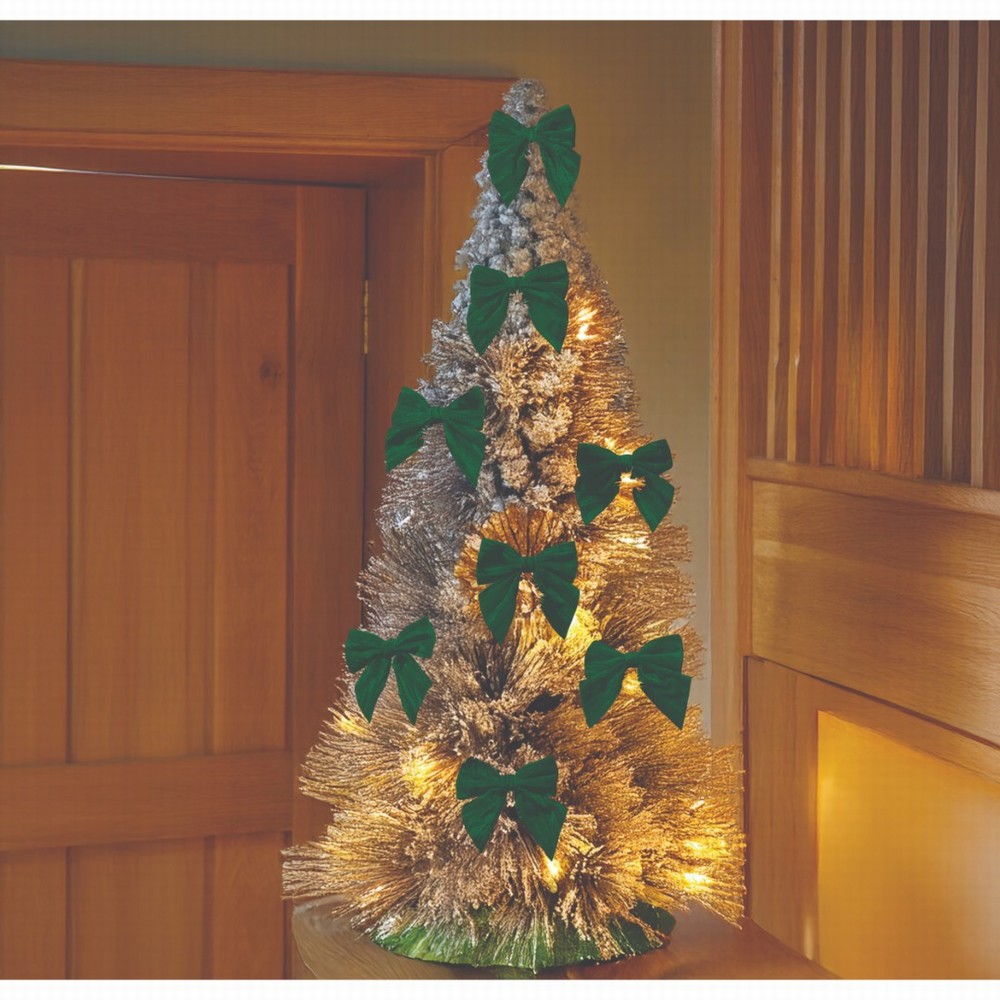 Three Kings 10cm Velvet Bow Pack of 8 - Green