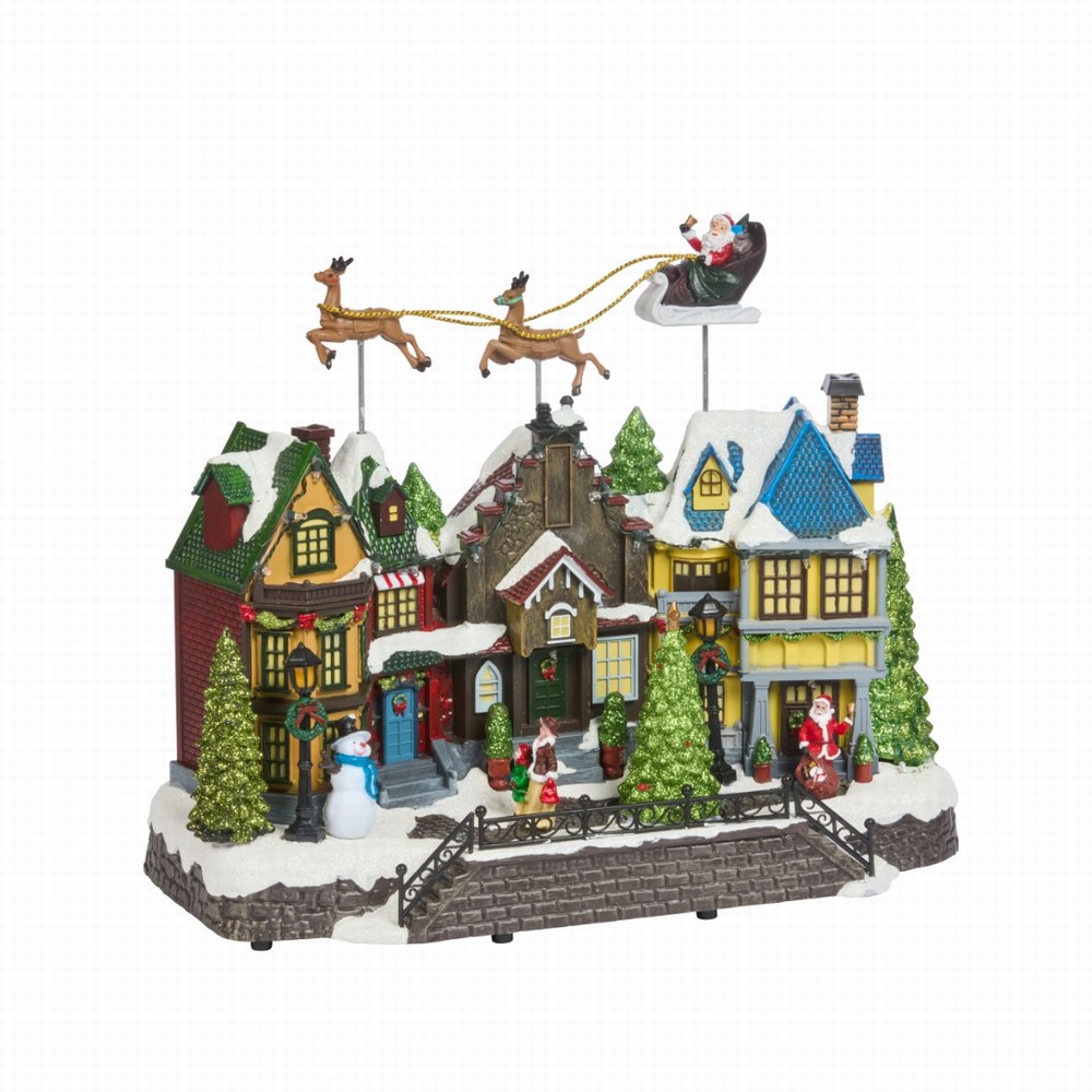 Three Kings Santa's Flight , SnowScene 33cm