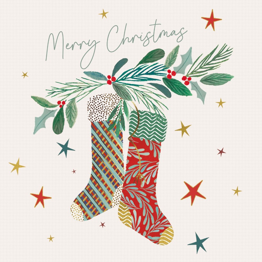 Pack of 6 Charity Christmas Cards - Stocking