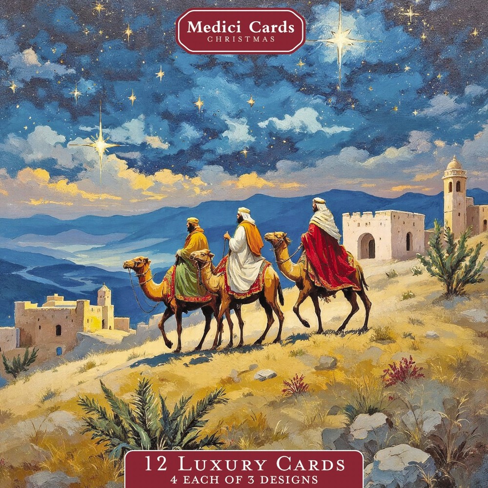 Box of 12 Deluxe Christmas Cards 3 Designs - Religious Scenes