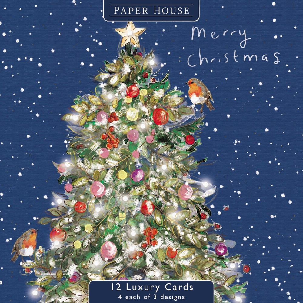 Box of 12 Deluxe Christmas Cards 3 Designs - Christmas Foliage