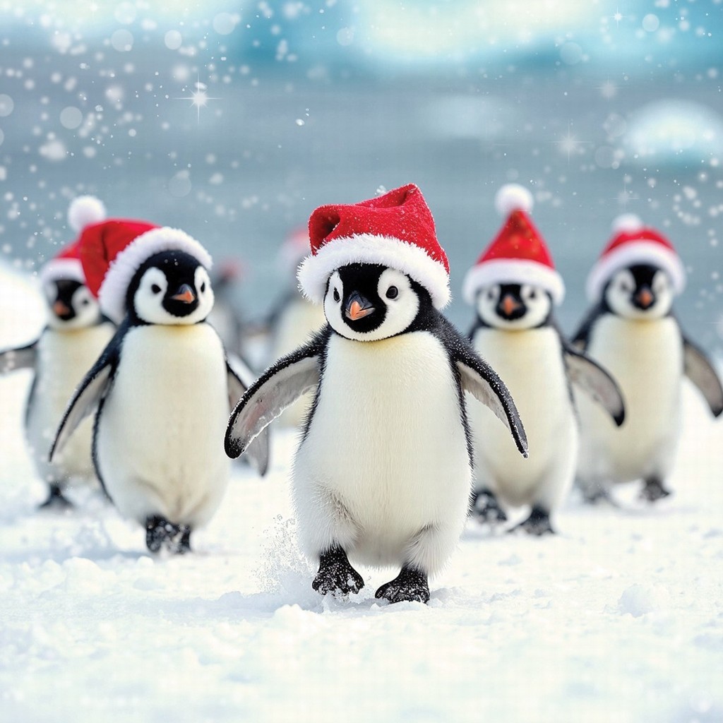 Box of 16 Christmas Cards 2 Designs - Christmas Penguins
