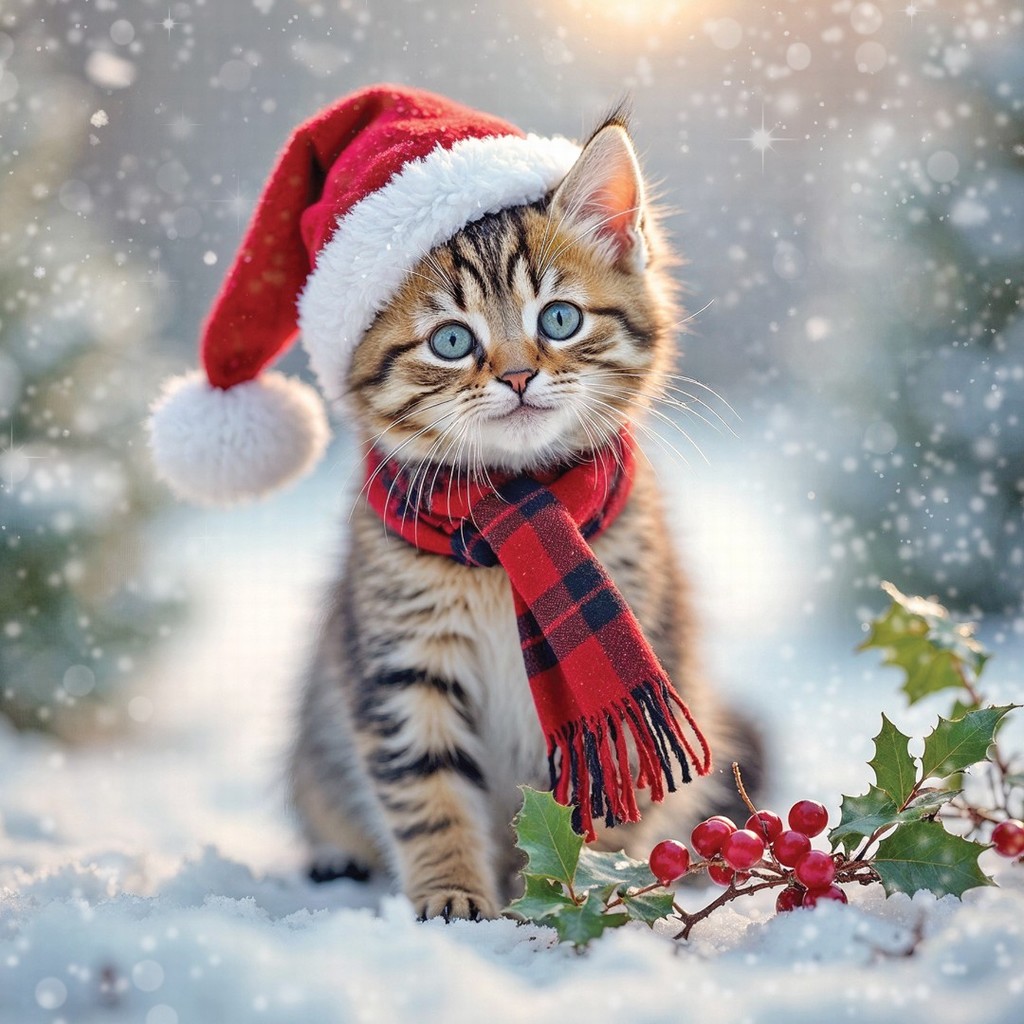 Box of 16 Christmas Cards 2 Designs - Festive Kittens