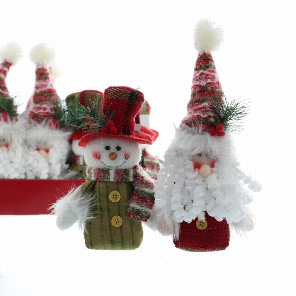 Festive 15cm Assorted Santa/Snowman Plush Christmas Décor