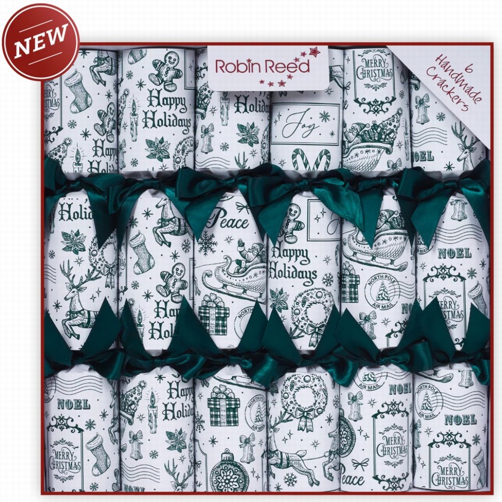 Robin Reed 6 Classic 12" Christmas Crackers - Holiday Tradition