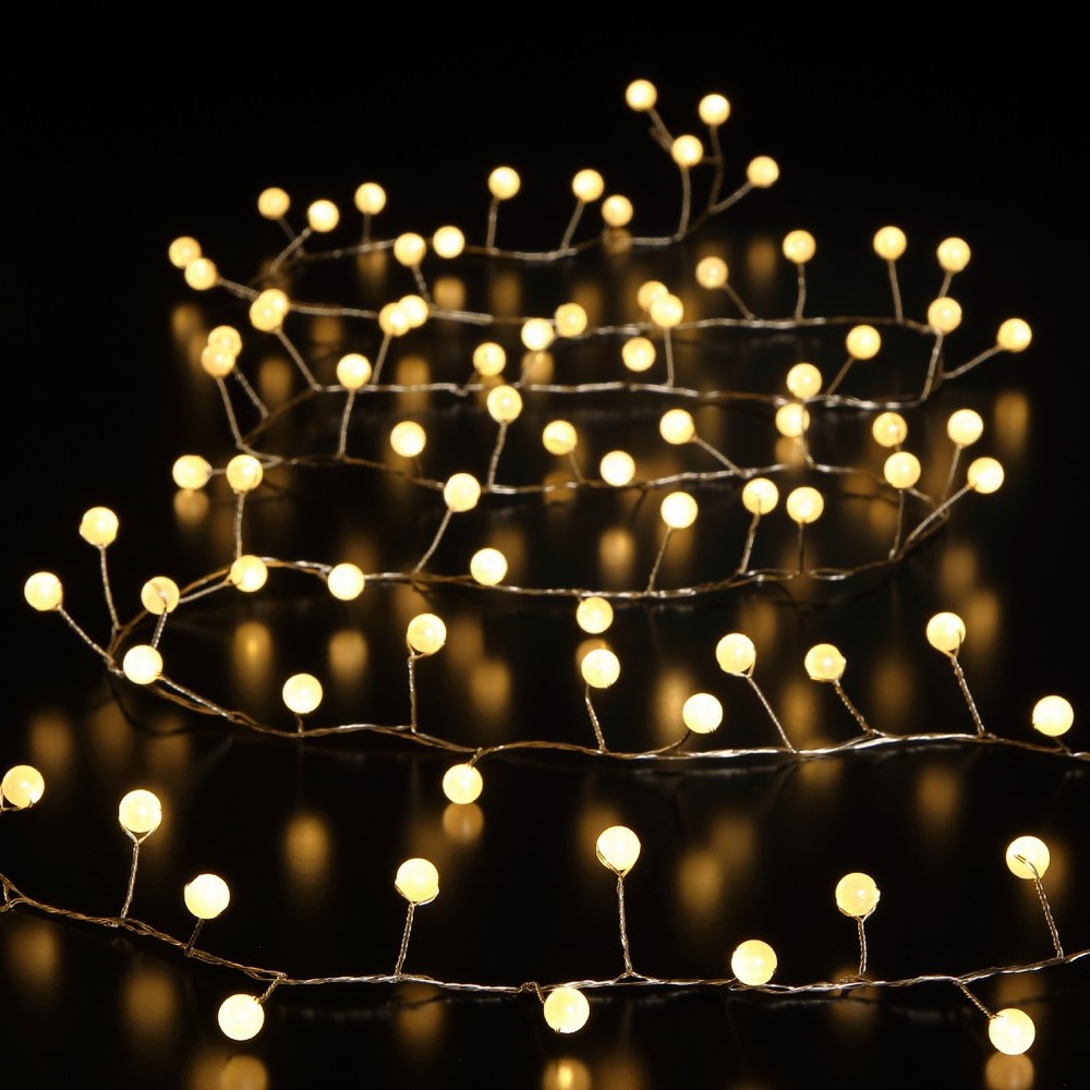 NOMA 100 LED Pearl Snowberry Cluster Wire Garland - Warm White