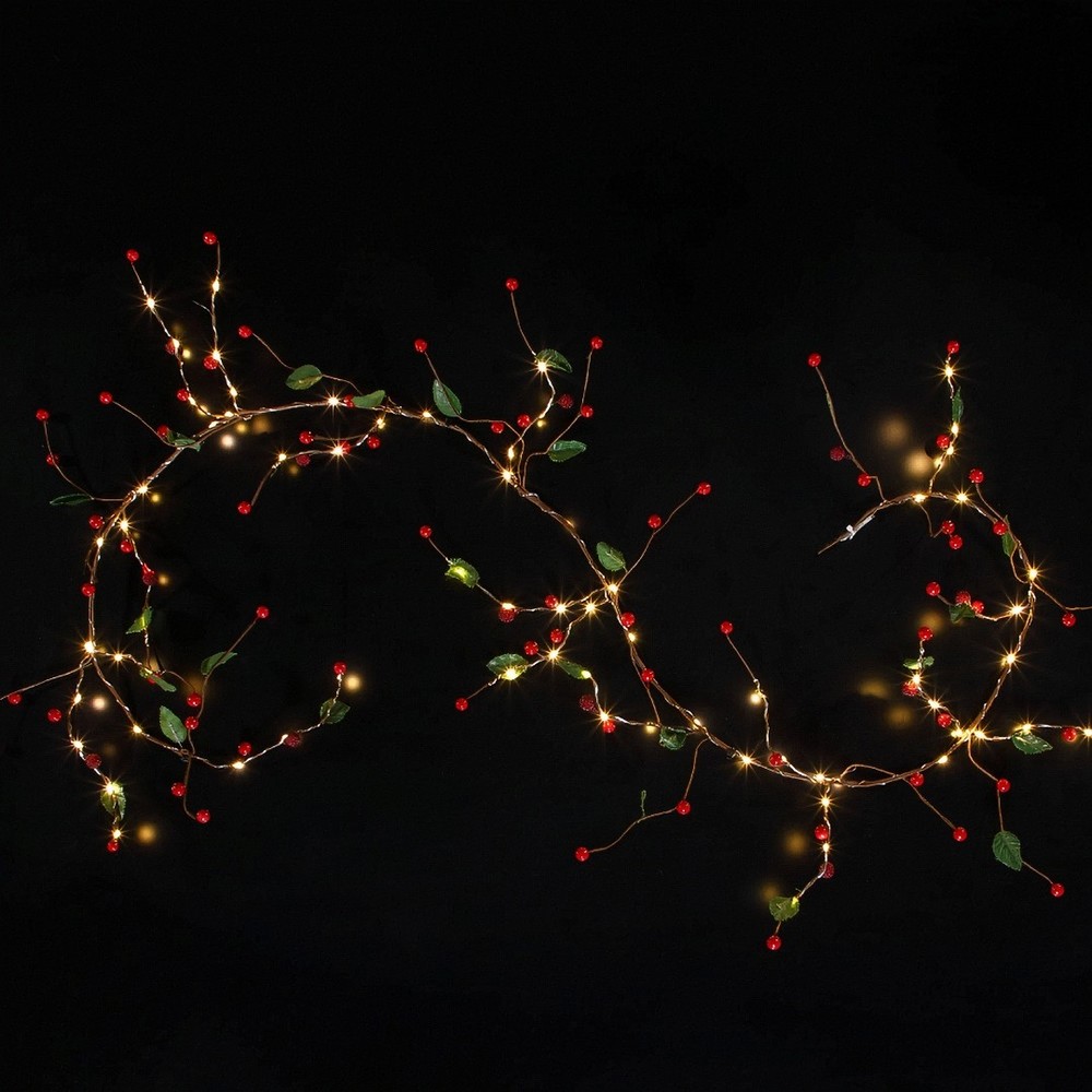 NOMA 1.8m Red Jewelled Garland - 84 Warm White LEDs