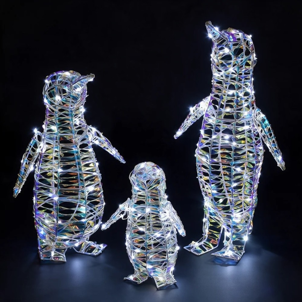 NOMA 60cm Iridescent Penguin Family - 180 White LEDs