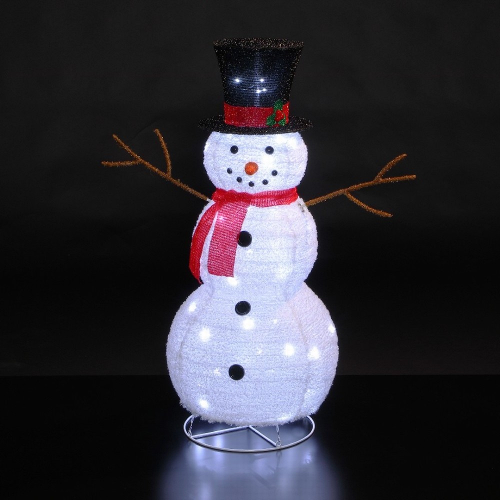 NOMA 90cm Pop Up Fleece Snowman - 80 White LEDs