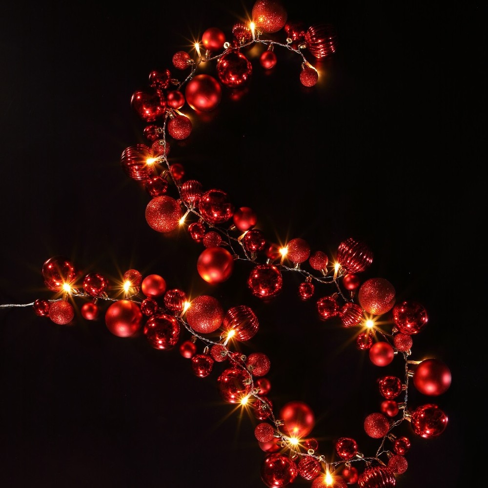 NOMA Red Bauble Cluster Garland - Warm White LEDs