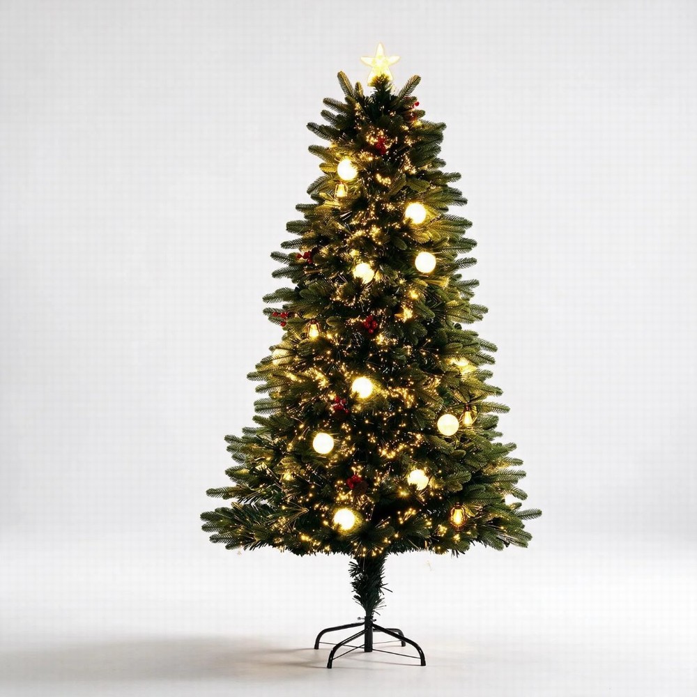NOMA 1.5m Pre Lit Decorated Snowball Dowswept Tree