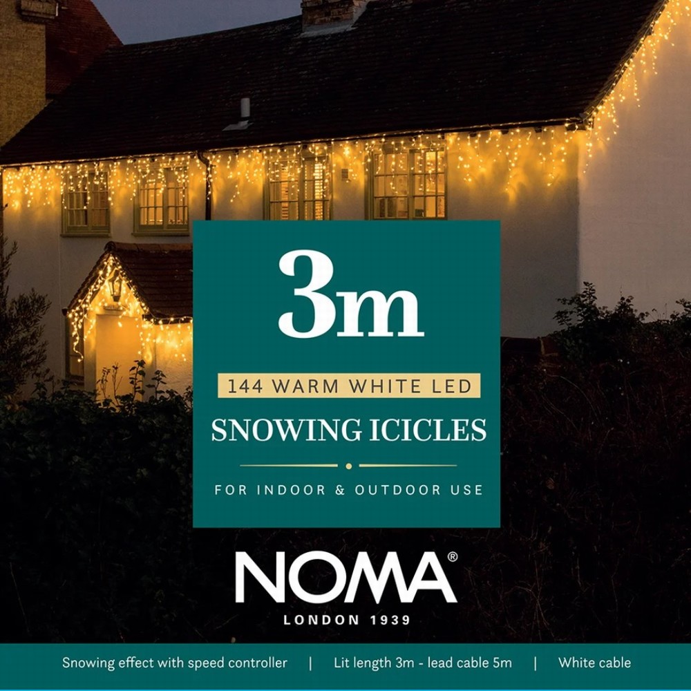 NOMA 144 LED Snowing Icicle Lights 3m - Warm White