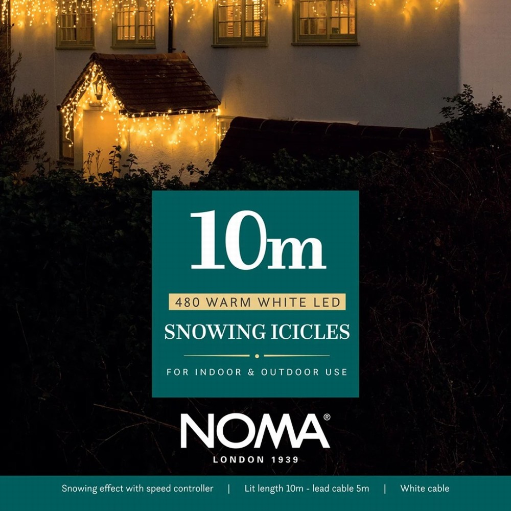 NOMA 480 LED Snowing Icicle Lights 10m - Warm White