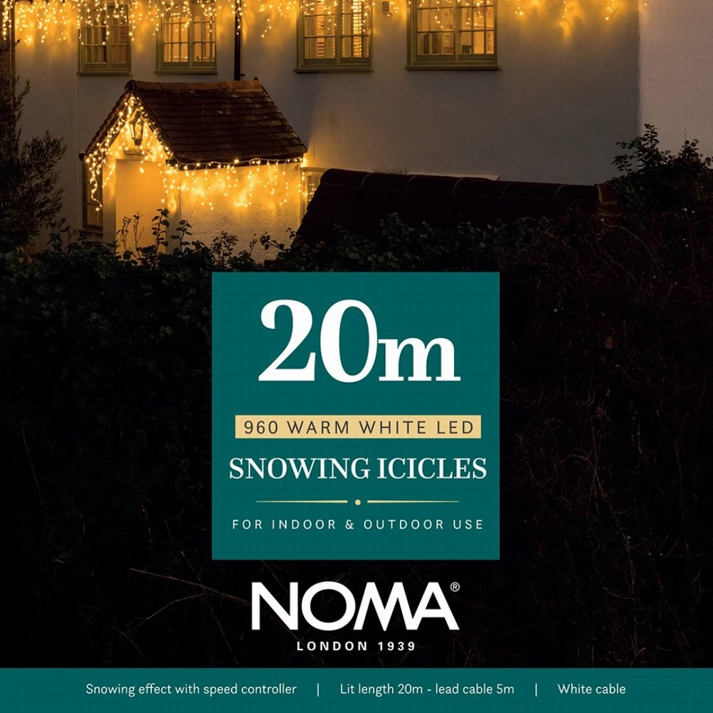 NOMA 960 LED Snowing Icicle Lights 20m - Warm White