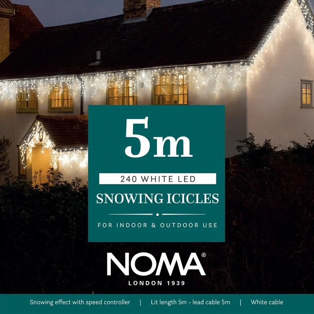 NOMA 240 LED Snowing Icicle Lights 5m - White