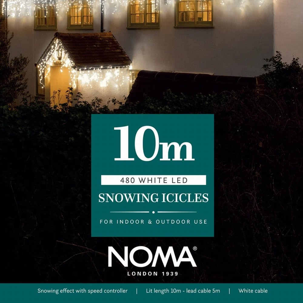 NOMA 480 LED Snowing Icicle Lights 10m - White