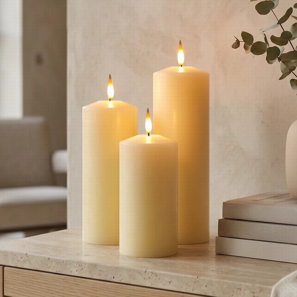 NOMA 30/25/20cm Alderbrook Ivory Set of 3 Large Pillar Candles