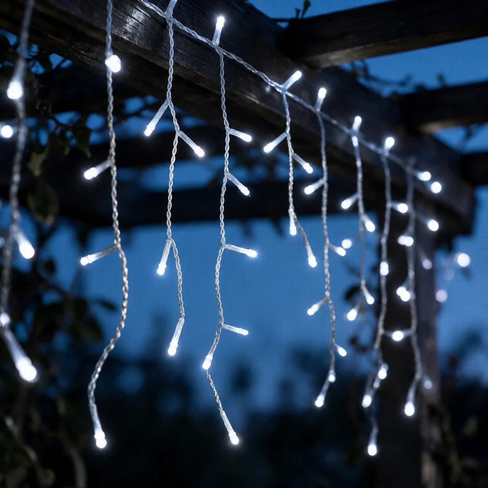 NOMA 5.2m 200 Fit & Forget Battery White LED Icicle Lights