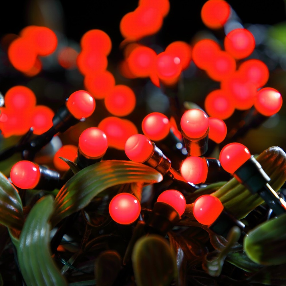 NOMA 9.9m 100 Fit & Forget Red Battery Berry Lights