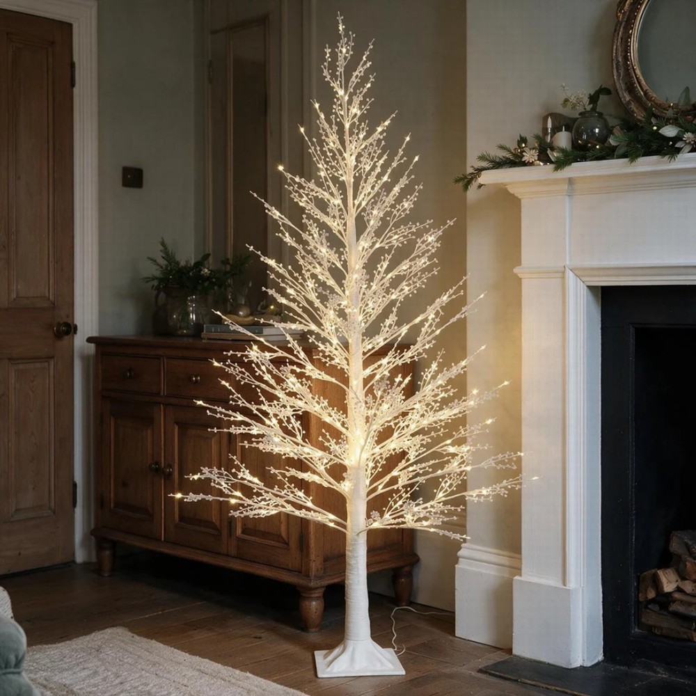 NOMA 1.8m White Mini Berry Twig Tree with 320 Warm White LEDs