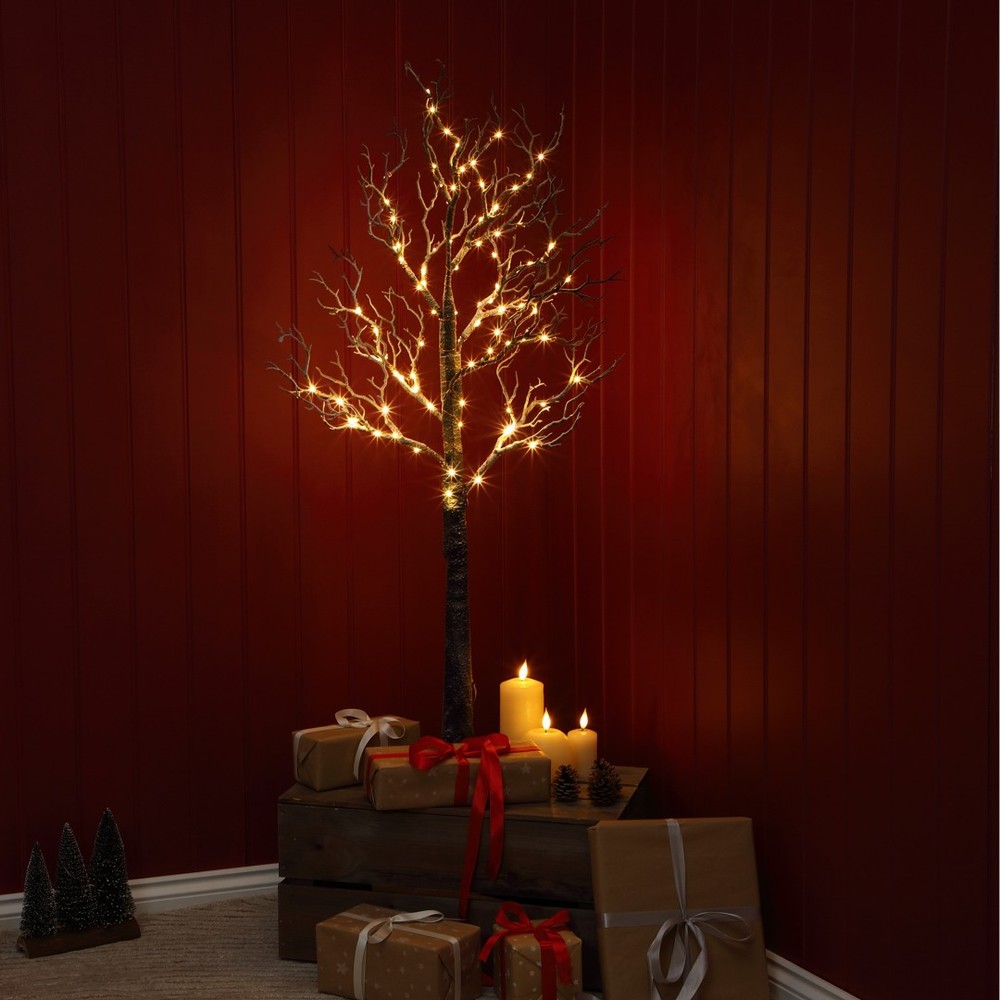 NOMA 1.2m Frosted Winter Twig Tree with 100 Warm White LEDs