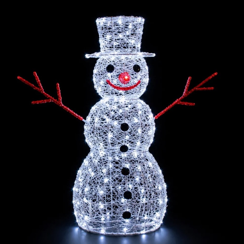 NOMA 110 LED Spun Acrylic Dickensian Snowman 80cm - White
